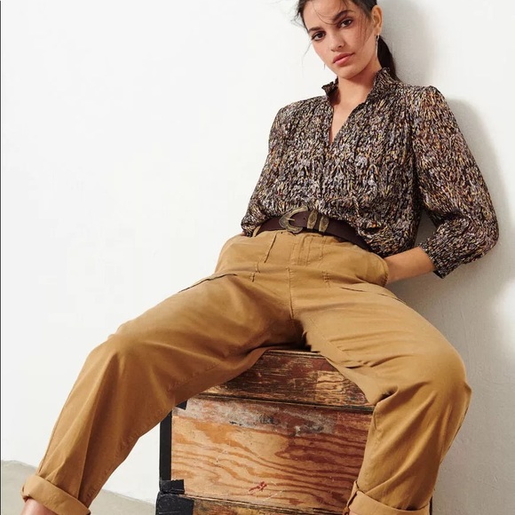 BA&SH Gallas Silk-Blend Ruffle Top - Picture 2 of 9